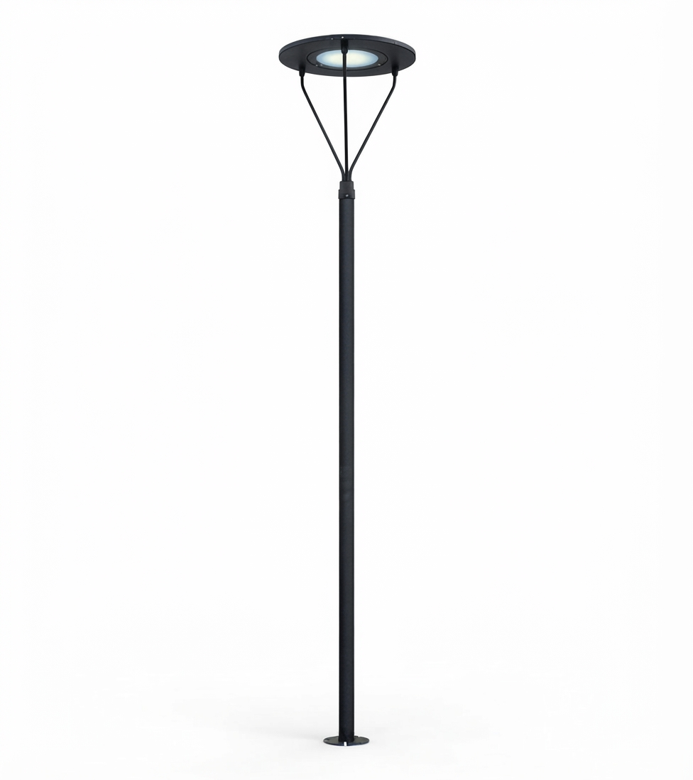 Şemsiye Formlu Disk Başlıklı Modern LED Aydınlatma Direği