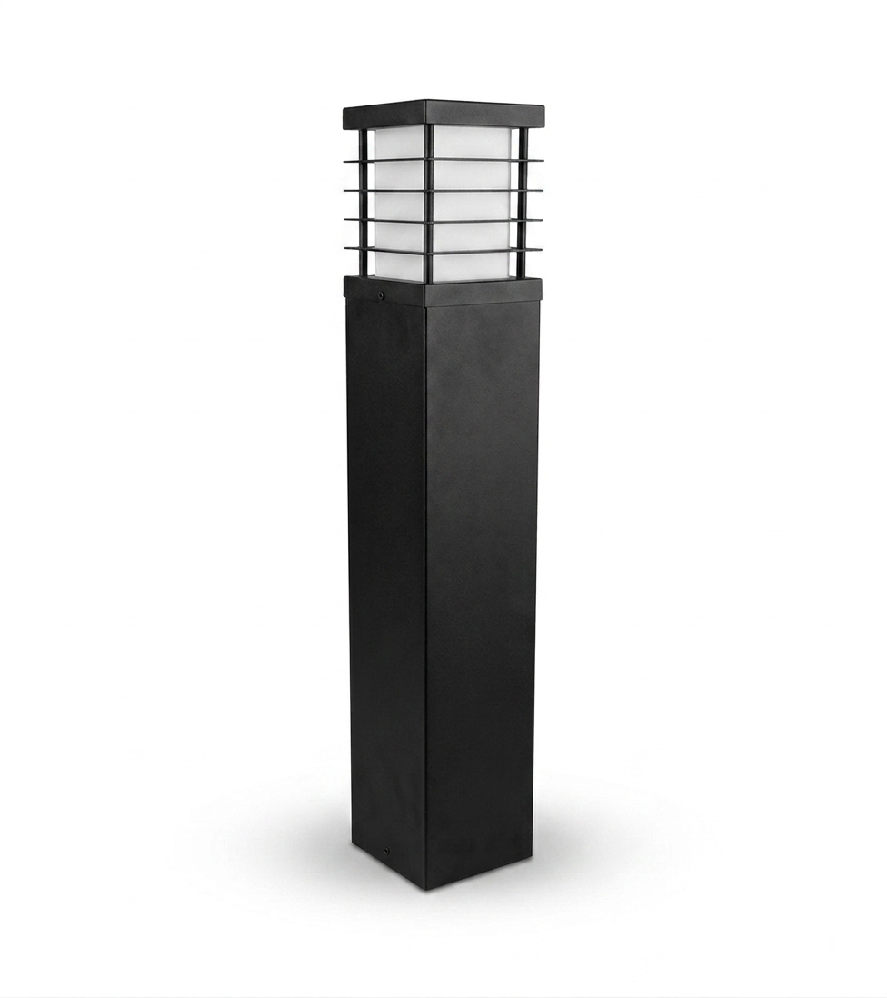 Kare Kesitli Izgaralı Modern Bahçe Armatürü (Bollard)