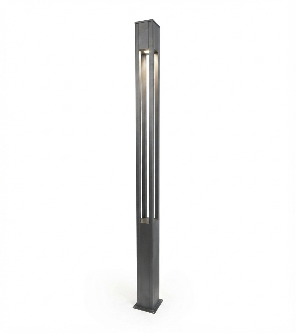 Modern Dikey Çubuklu Antrasit Bahçe Armatürü / Bollard (300 cm)